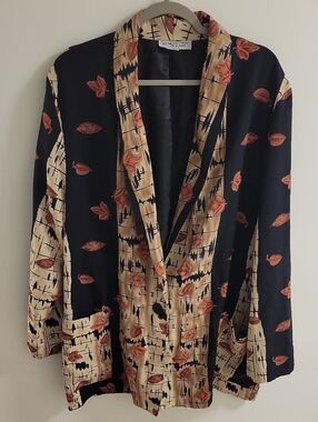 Vintage Kensington Square Leaf Print Blazer Made in USA Size 3x